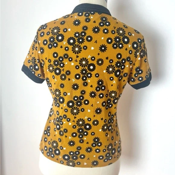 AMY WINEHOUSE FRED PERRY Floral Twin Tipped Black Orange Tennis Polo Shirt S M 8 - Picture 9 of 15